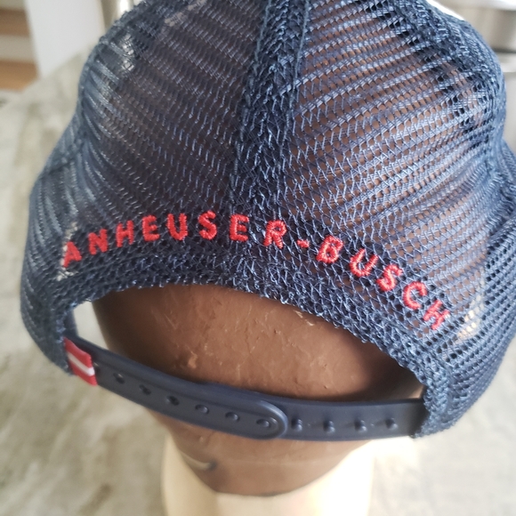 Custom Budweiser Beer Vintage Navy Blue Red Bill Zip Back Cap Hat - Picture 5 of 9